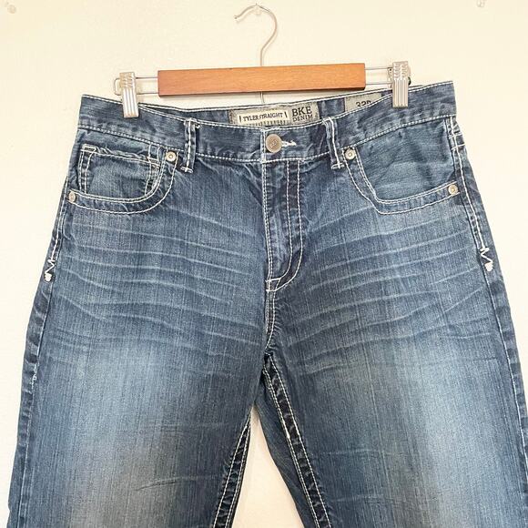 BKE Demin Tyler Straight Thick Stitch Jeans Men's Size 33R - Picture 3 of 15